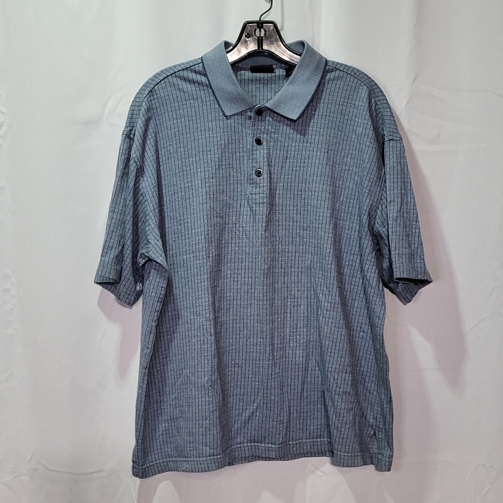Axist Men's Blue Striped Polo Shirt Size Large GUC